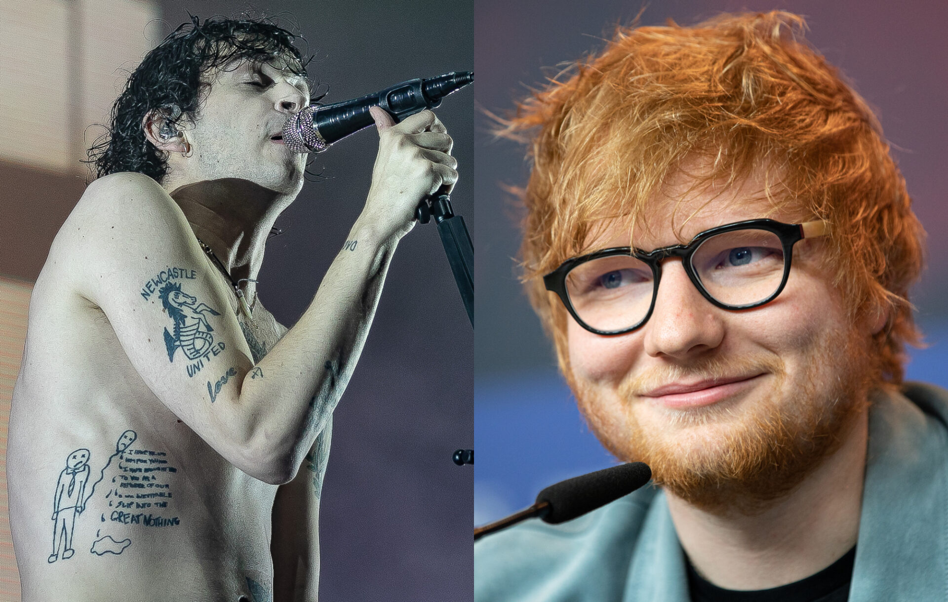 Split of Matty Healy and Ed Sheeran