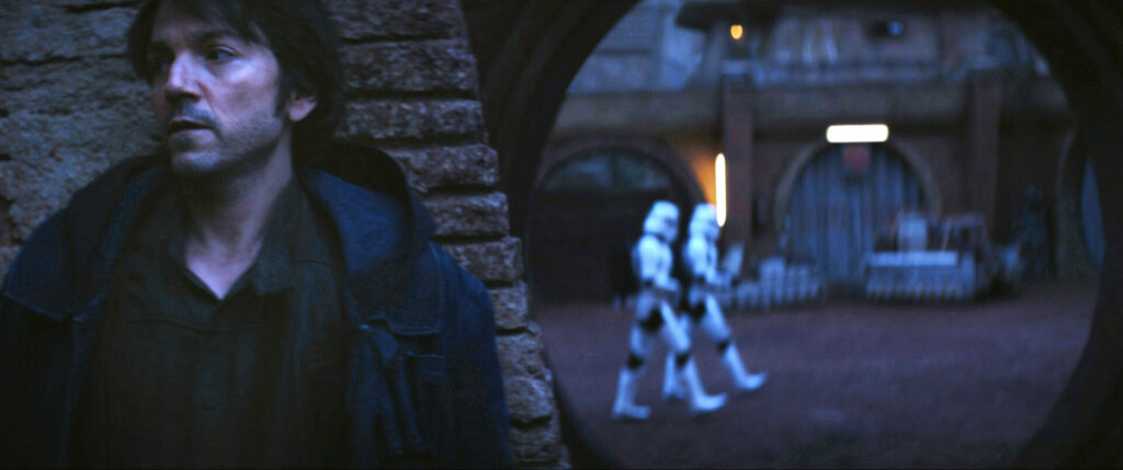 A still image of Cassian Andor (played by Diego Luna) in the new series ‘Andor’