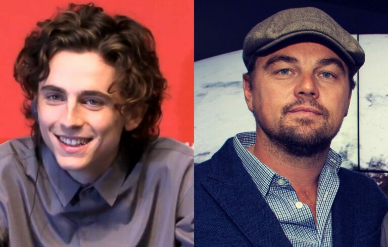Timothée Chalamet and Leonardo DiCaprio are seen in a composite image