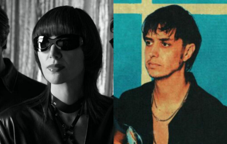 two side by side press images of Yeah Yeah Yeahs' Karen O (left) and The Strokes' Julian Casablancas (right)