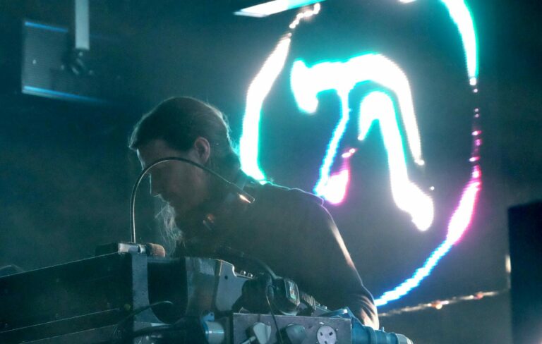 Aphex Twin at the DJ decks during Field Day festival 2017