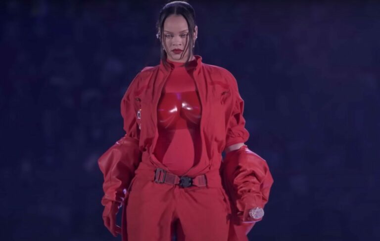Rihanna performs at the 2023 Super Bowl
