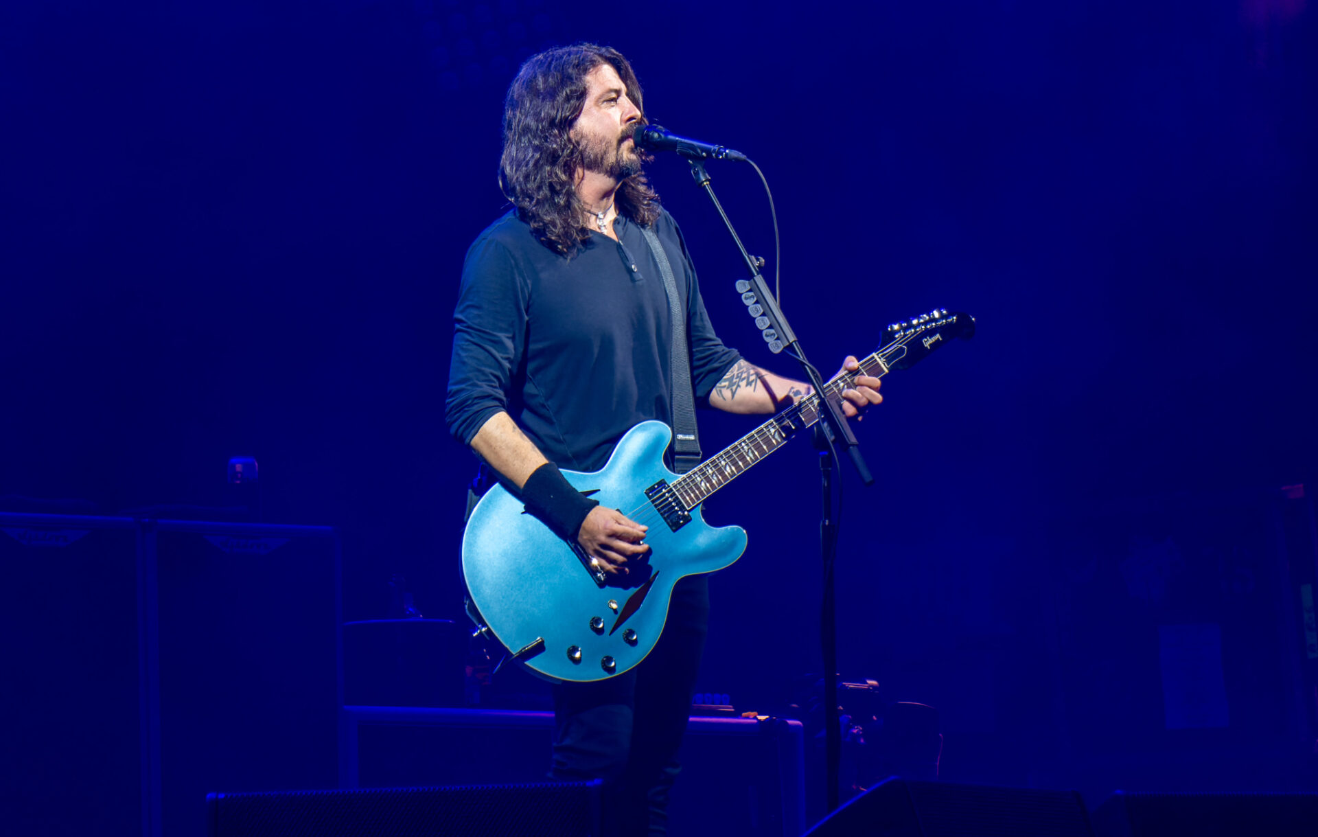 Dave Grohl on thee Pyramid Stage at Glastonbury Festival, June 24, 2017