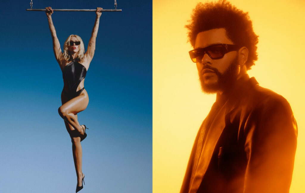 Split of Miley Cyrus and The Weeknd press shots, 2022