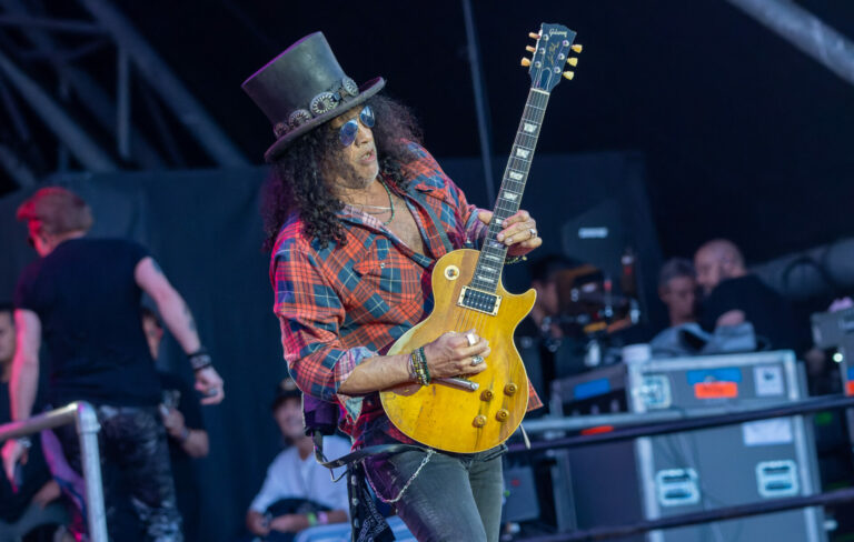 Slash performs with Guns N' Roses at Glastonbury Festival, June 24, 2023