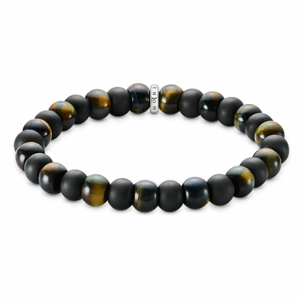 Beaded bracelet made from Obsidian and Tiger eye beads