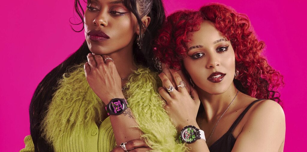 Nova Twins wearing Swatch watches