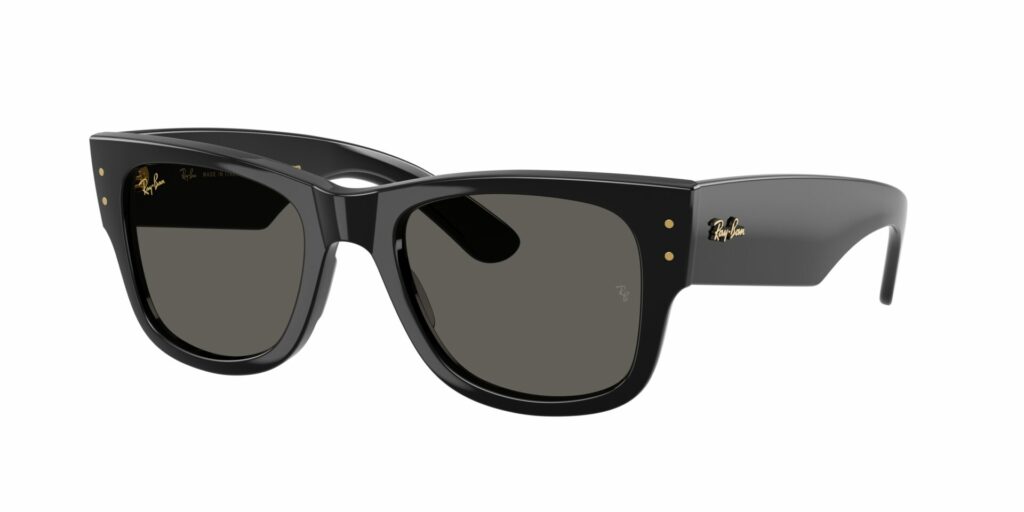 Product image of the Ray-Ban Mega RB 0840S Wayfarer Blacked Out. A pair of thick framed-black sunglasses.