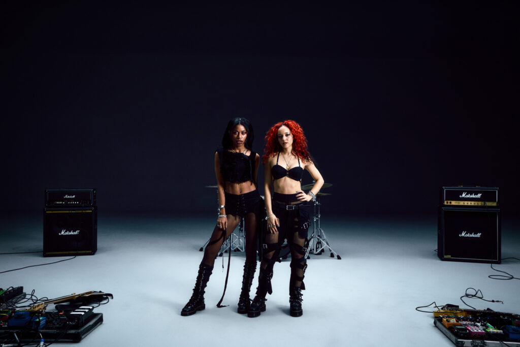 Nova Twins pose for a photoshoot