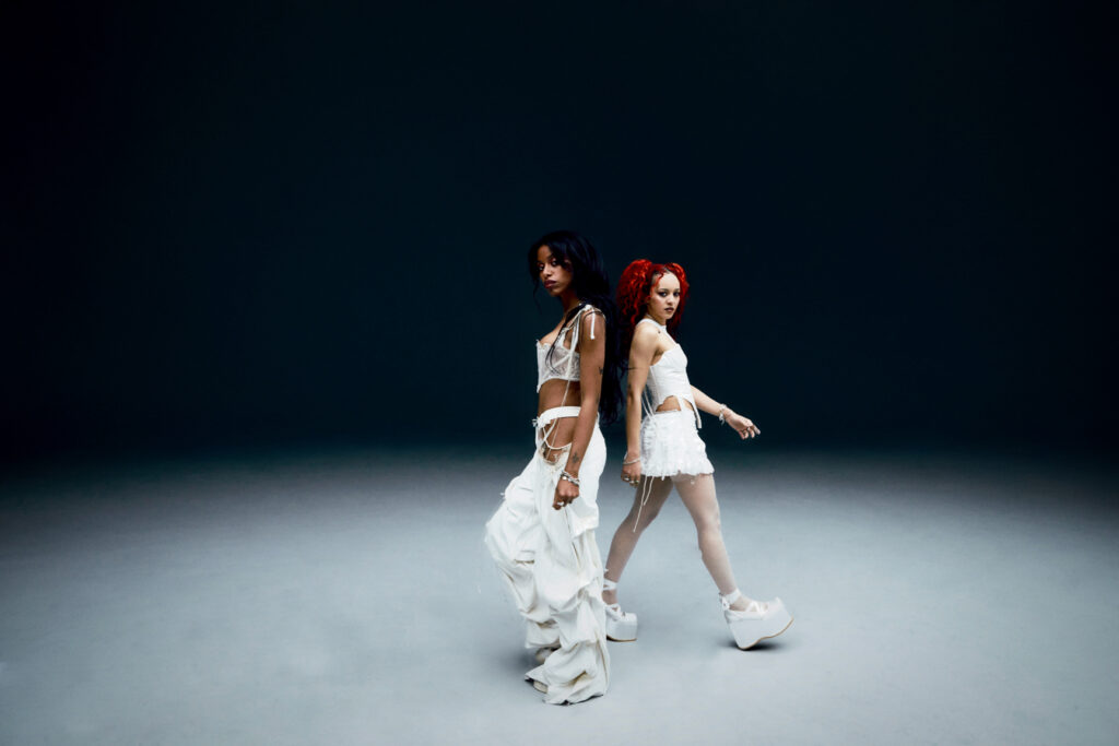 Nova Twins pose for a photoshoot