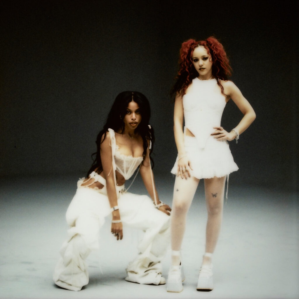 Nova Twins pose for a photoshoot
