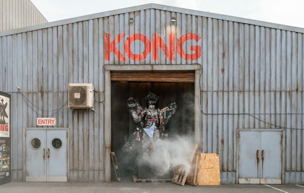 The smoky entrance to Gorillaz' House of Kong exhibition