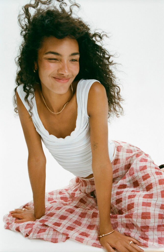 Olivia Dean poses for a photoshoot