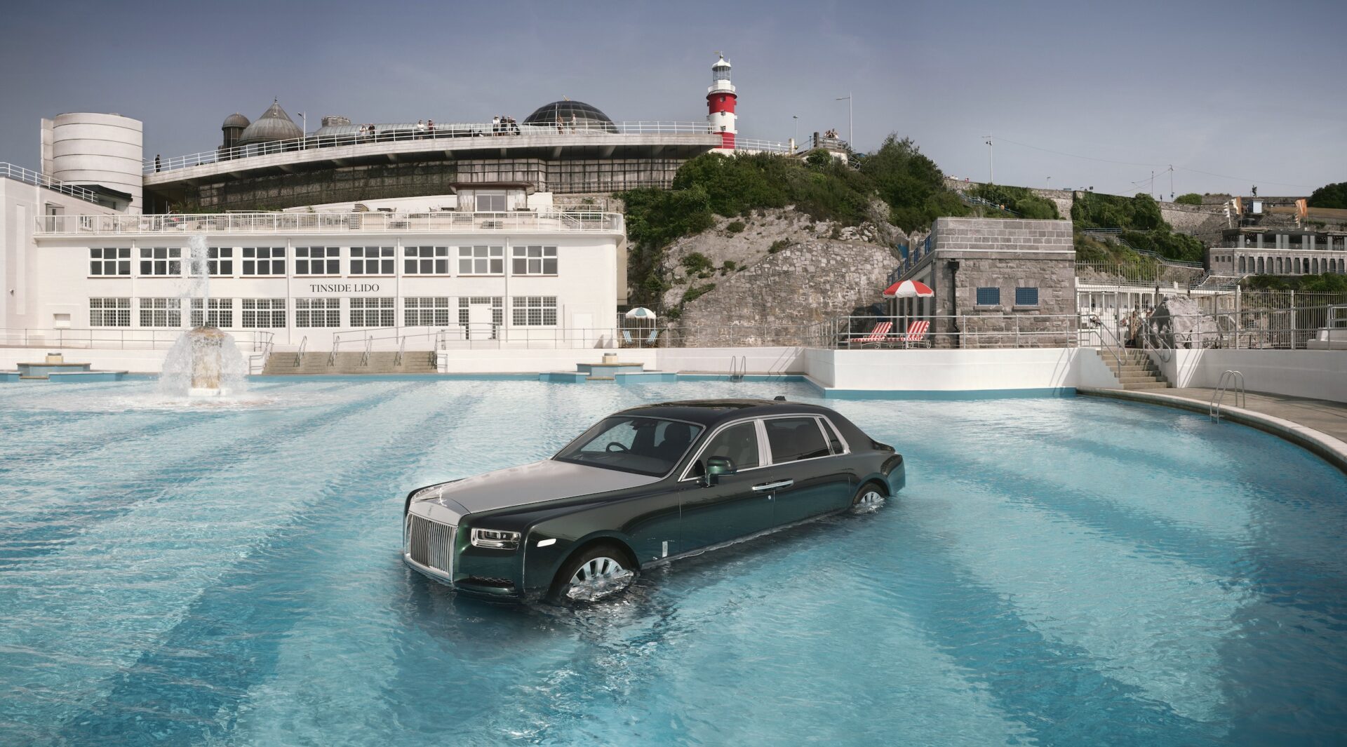 Rolls Royce have plunged a £500,000 Phantom EWB into the Tinside Lido (Picture: Rolls Royce)