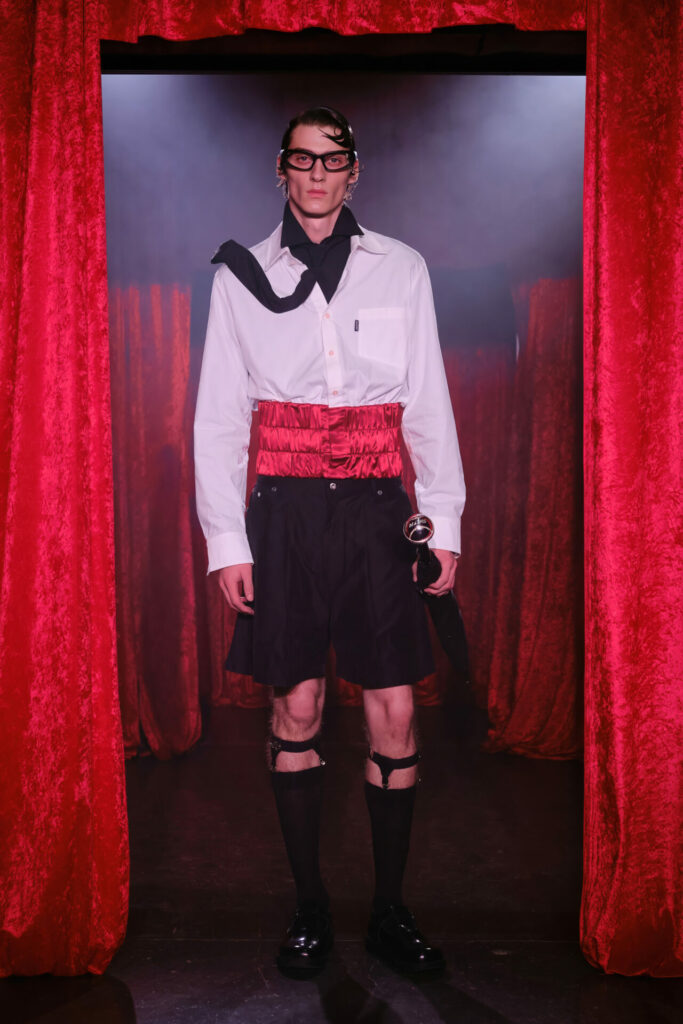 A model walks the MAINS Season 3 runway show by Skepta in Shoreditch as part of London Fashion Week