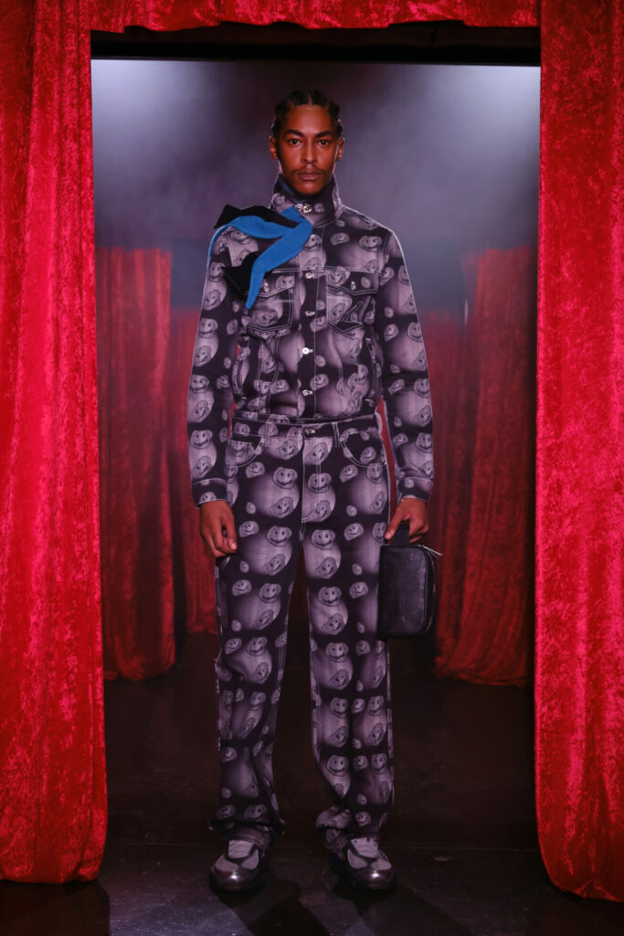 A model walks the MAINS Season 3 runway show by Skepta in Shoreditch as part of London Fashion Week