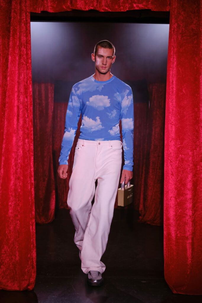 A model walks the MAINS Season 3 runway show by Skepta in Shoreditch as part of London Fashion Week