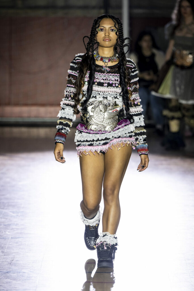 A model walks the Chopova Lowena Spring/Summer 2026 show at London Fashion Week.