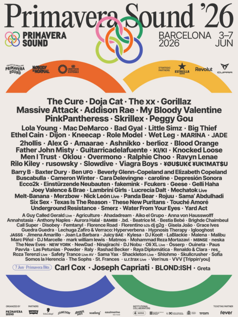 The line-up poster for Primavera Sound 2026