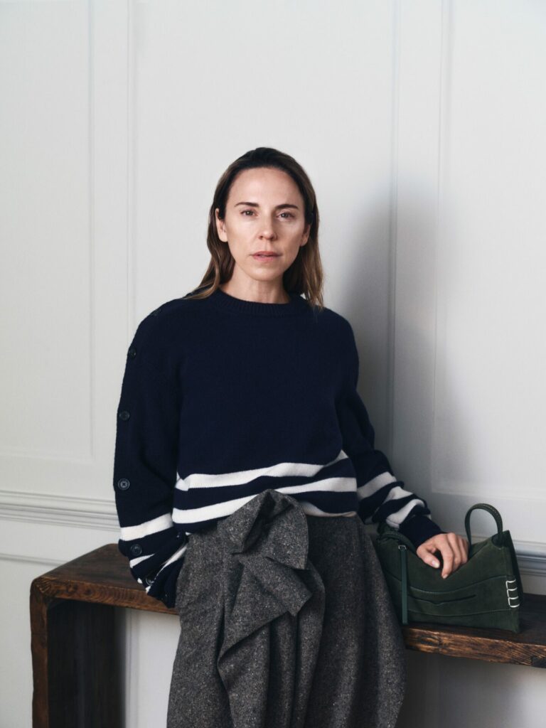 Melanie C models the loafer bag in JW Anderson's latest campaign for their Resort Spring/Summer 2026 collection.