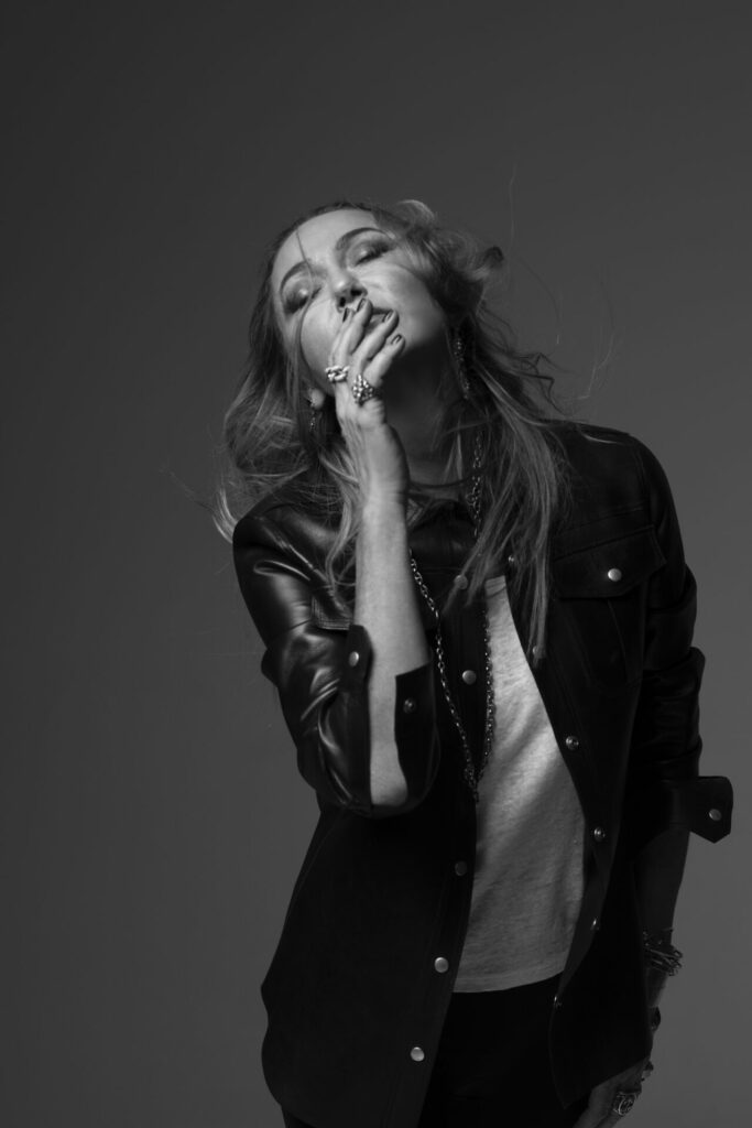A portrait of Italian designer Frida Giannini for Liberty Hypernova 150 collection