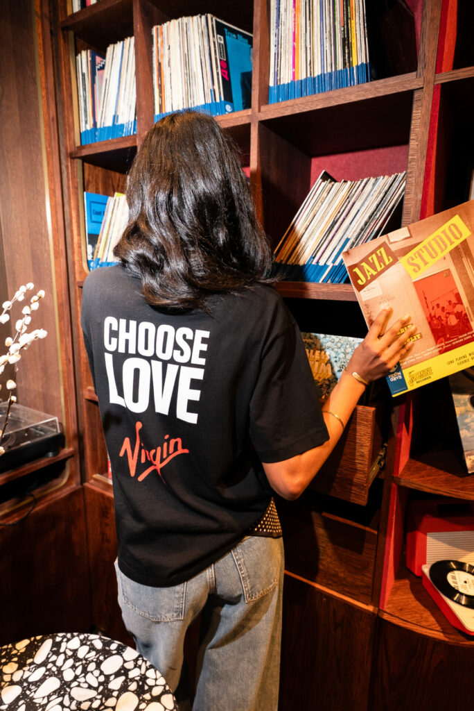 Lifestyle shot from the Virgin and Choose Love “Remastered” collection