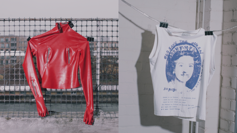 Product shots of the replica costumes for The Vivienne Foundation charity sale