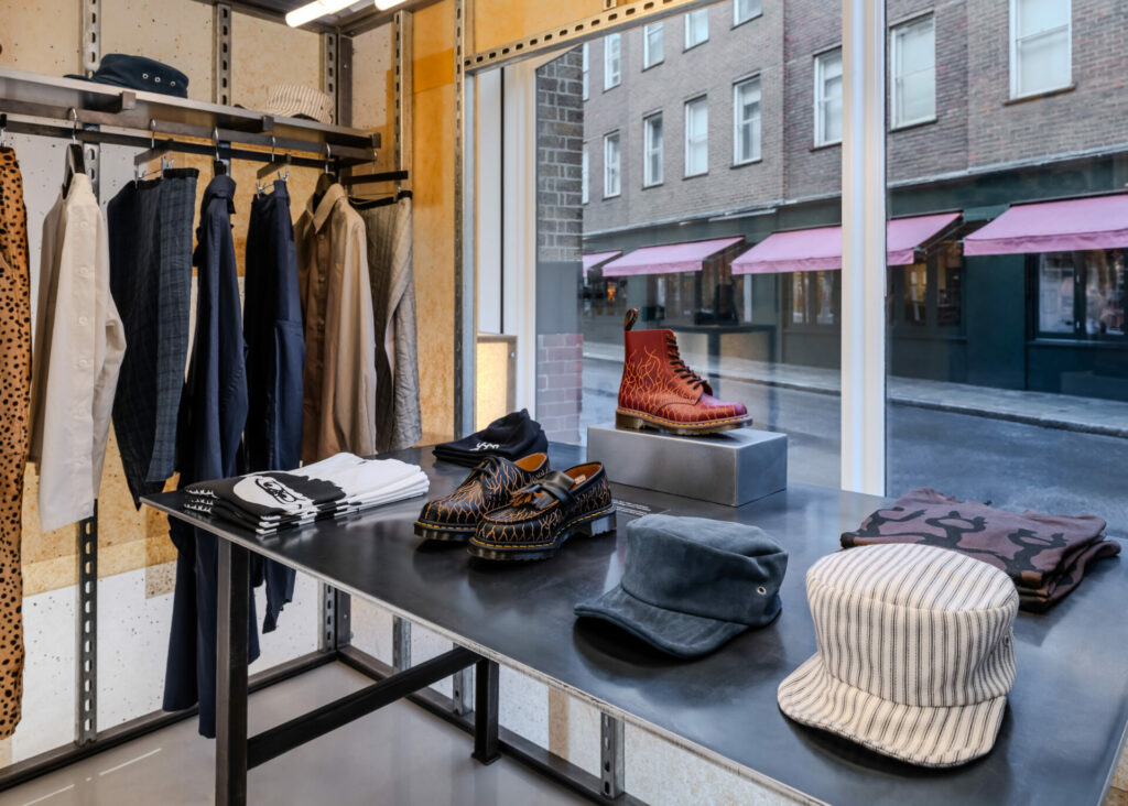 in-store display of the Dr. Martens Brewer Street location in London's soho