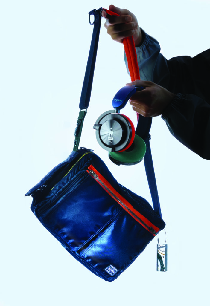 A product shot of the Dyson and PORTER OnTrack headphones collaboration