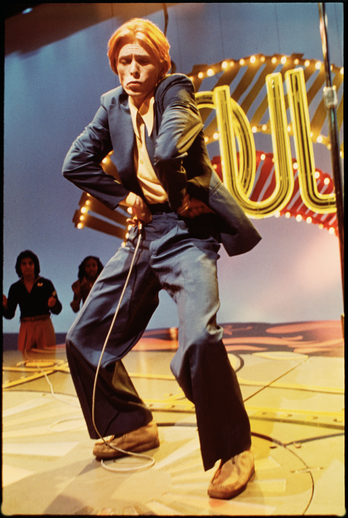 David Bowie wearing maple Clarks Wallabee Boots while performing his hit single &ldquo;Fame&rdquo; on Soul Train, Hollywood, Los Angeles, 1975 
