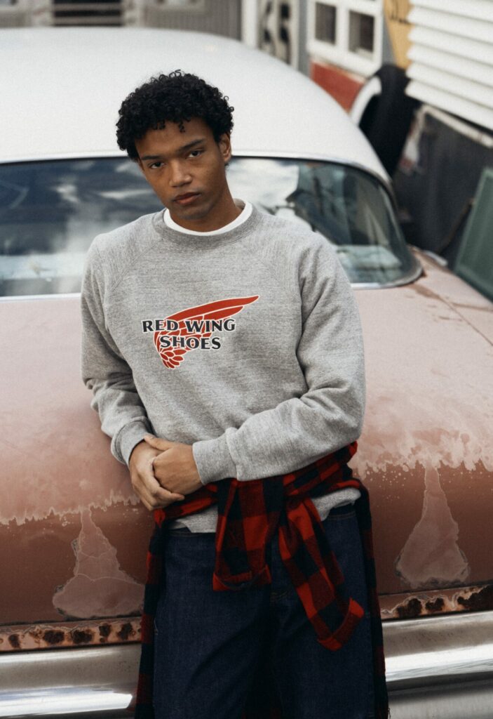 Campaign imagery of the collaboration between Red Wing Heritage and Human Made founded by Japanese designer Nigo