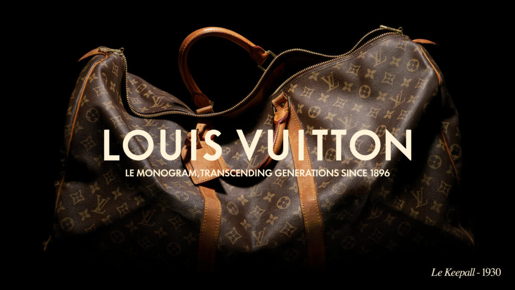 Campaign imagery of the Louis Vuitton Monogram Anniversary collection campaign
