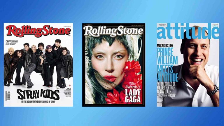 A collection of Rolling Stone UK and Attitude magazine covers