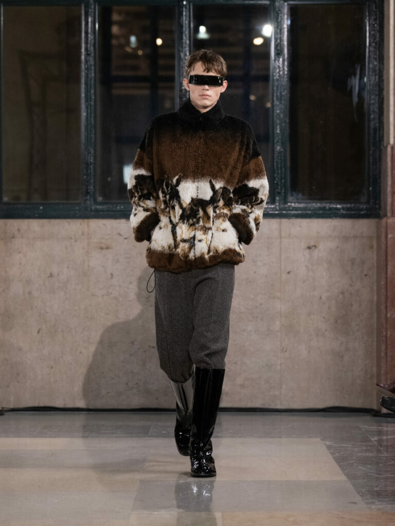 A collage of the MM6 Maison Margiela Autumn/Winter 2026 runway show 