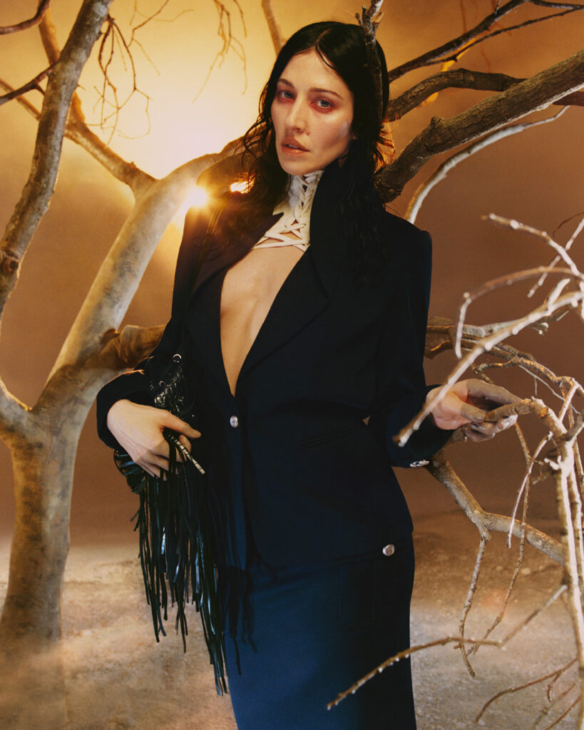 Campaign imagery of Caroline Polachek for McQueen Spring/Summer 2026 shot by Harley Weir