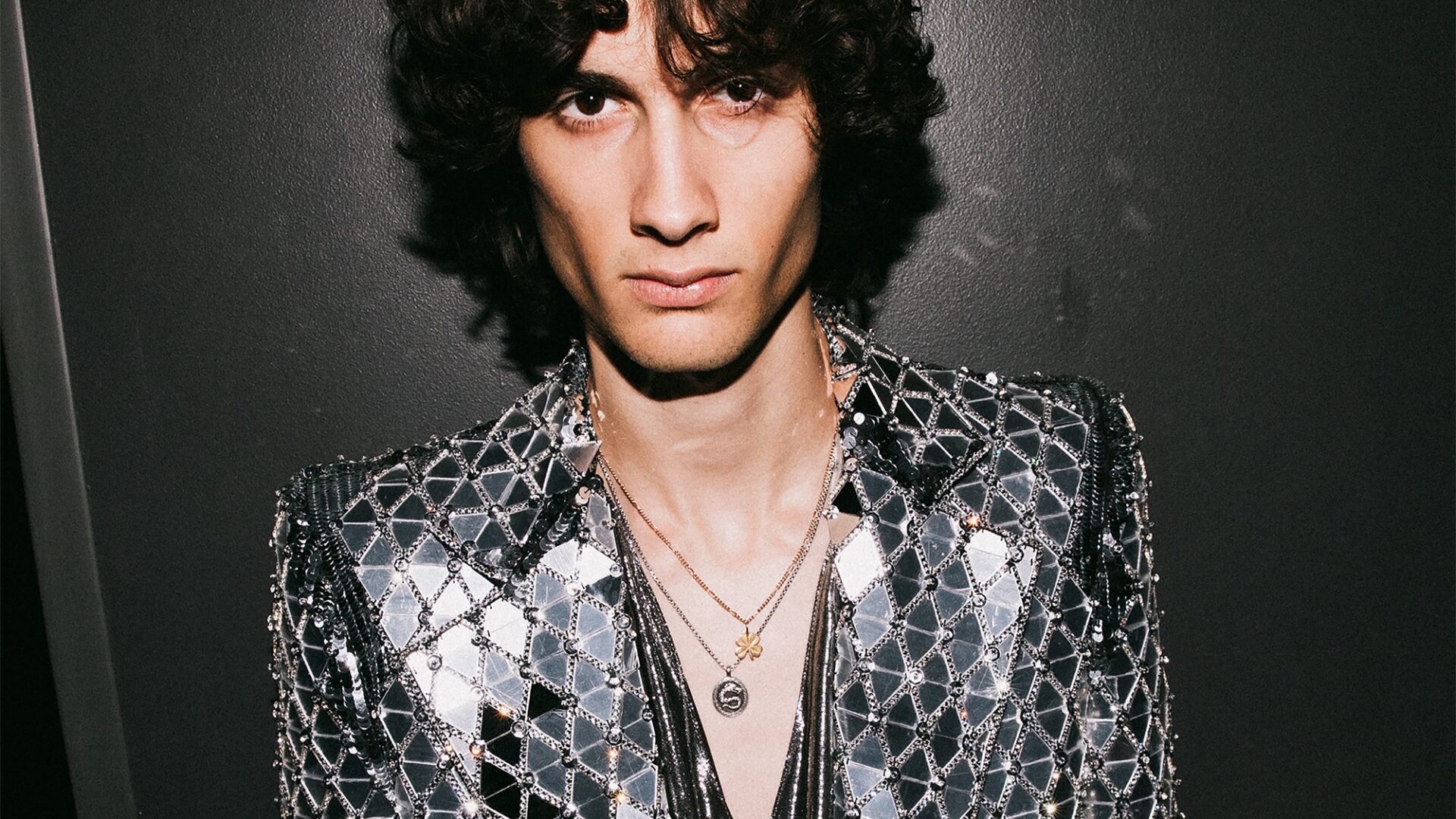 Musician Sombr wears custom Valentino at the 2026 Grammy Awards