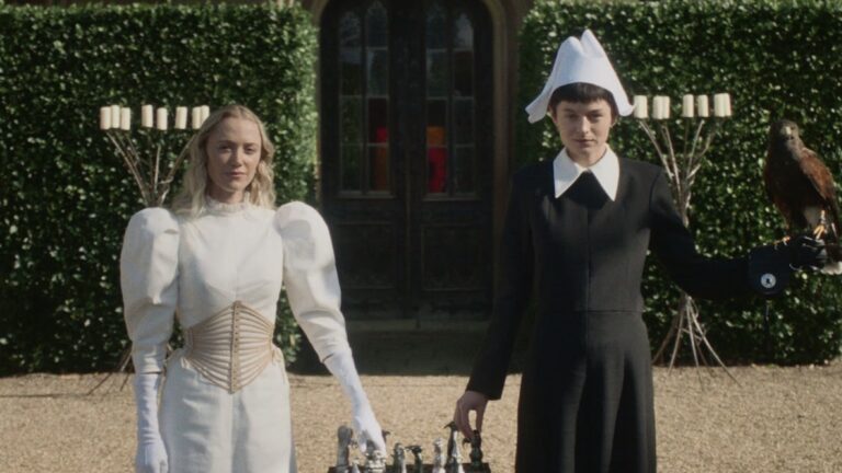 Film still from 100 Nights of Hero starring Maika Monroe and Emma Corrin