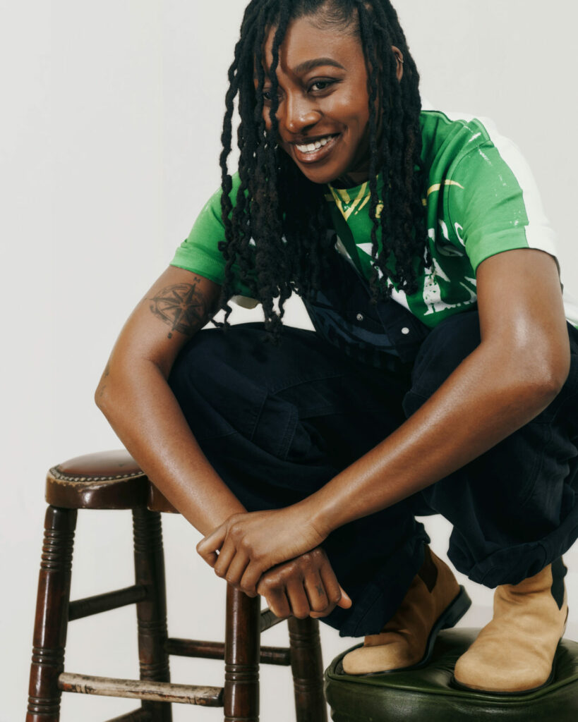 Musician Little Simz in the campaign for JW Anderson x Guinness second collaboration